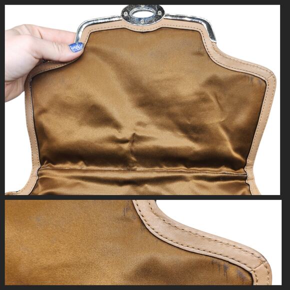 Coach Purse Handbag Leather Colorblock Tan Nude Briefcase Crossbody Flap Top - Picture 10 of 15